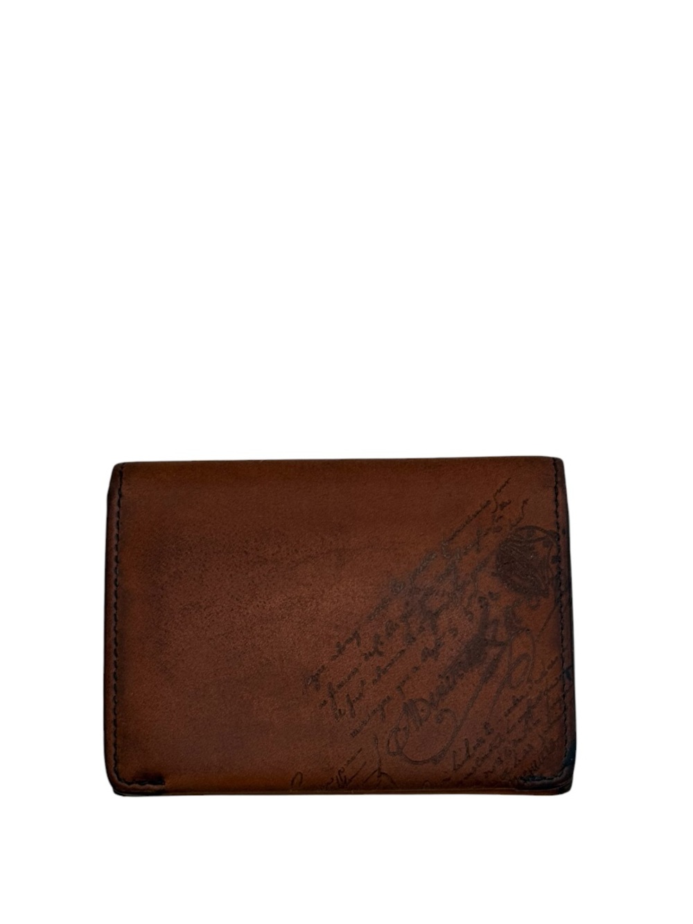 BERLUTI - BROWN BLACK ALL VENEZIA LEATHER BIFOLD CARDHOLDER WALLET “SCRITTO”